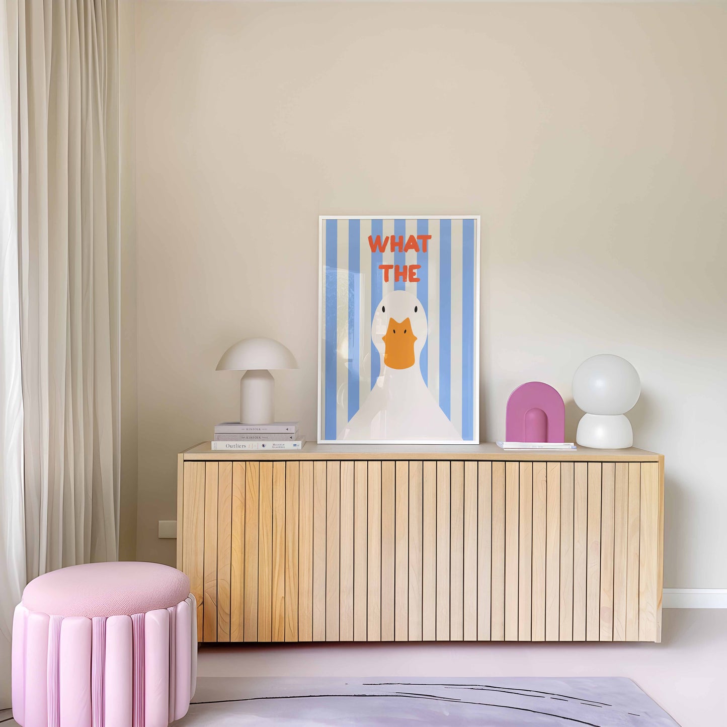What The Duck Blue Striped Art Print