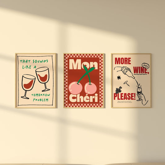 Cherry Wine Print Set of 3 - Posterami