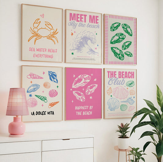 Colorful Beach Art Print Set of 6 - Posterami