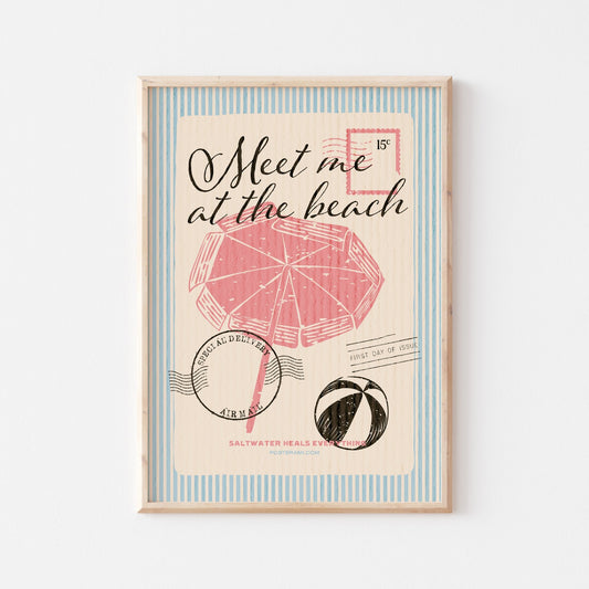 Meet Me At The Beach Art Print - Posterami