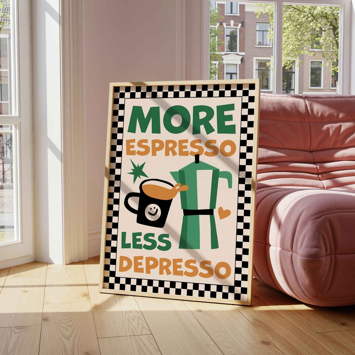 More Espresso Less Depresso Art Print - Posterami
