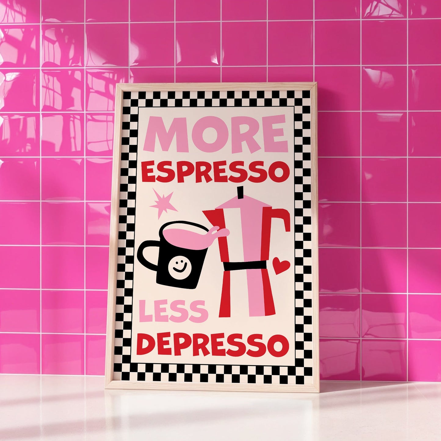 More Espresso Less Depresso Art Print - Posterami