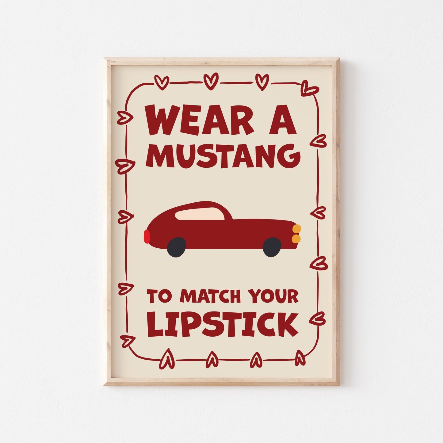 Mustang And Lipstick Art Print - Posterami