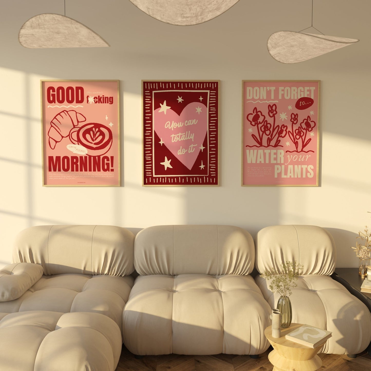 Pretty in Pink Print Set of 3 - Posterami