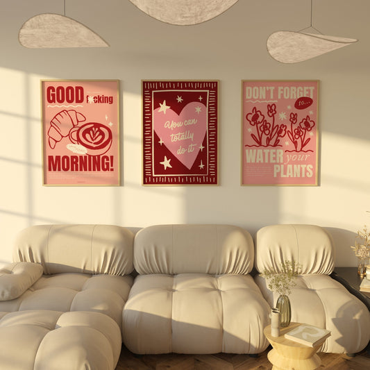 Pretty in Pink Print Set of 3 - Posterami