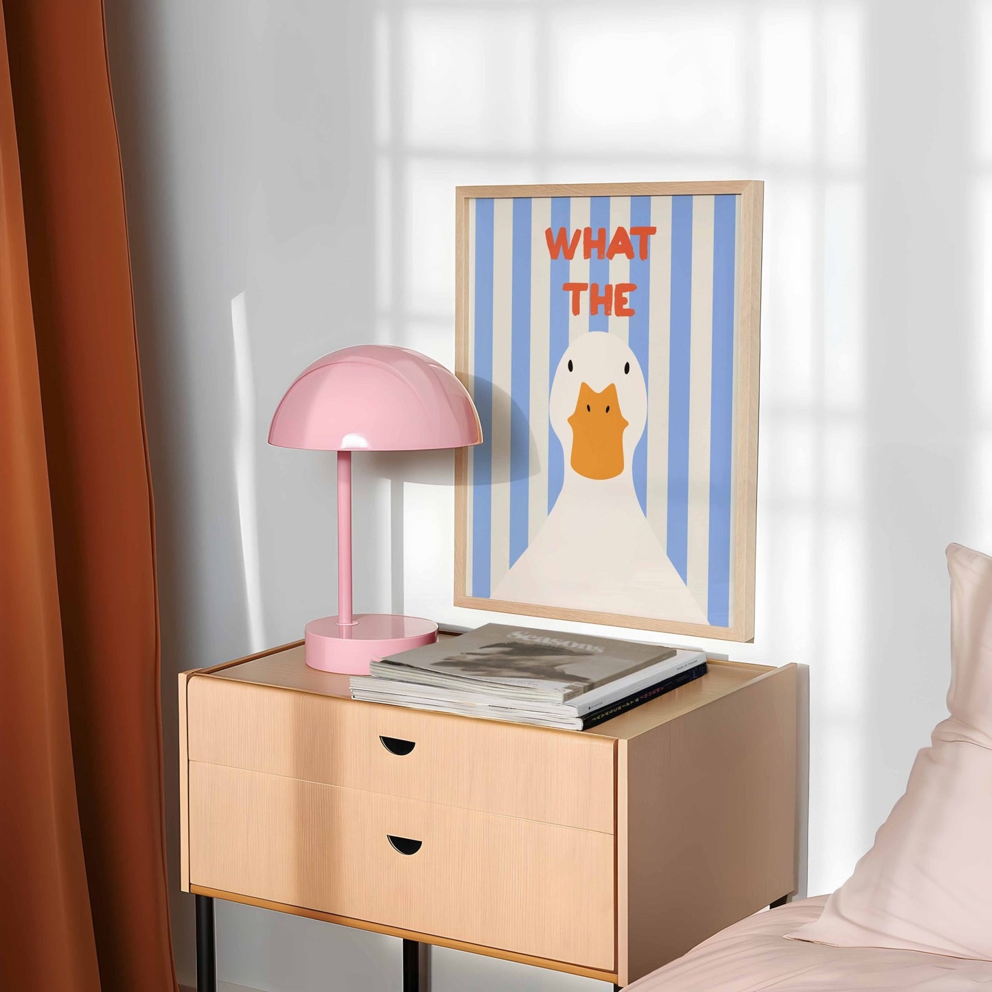What The Duck Blue Striped Art Print - Posterami
