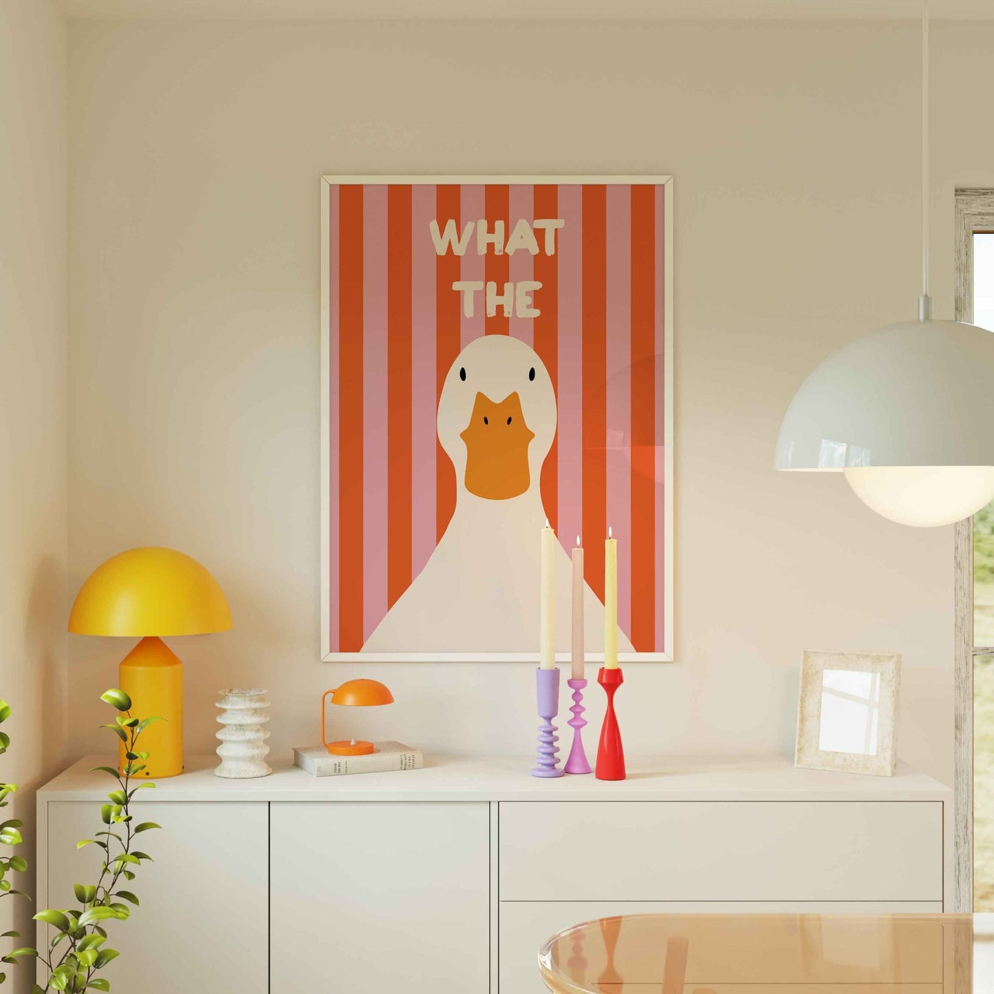 What The Duck Striped Art Print - Posterami