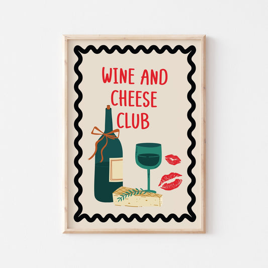 Wine And Cheese Club Art Print - Posterami