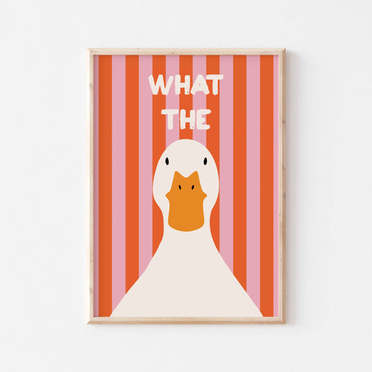 What The Duck Striped Art Print