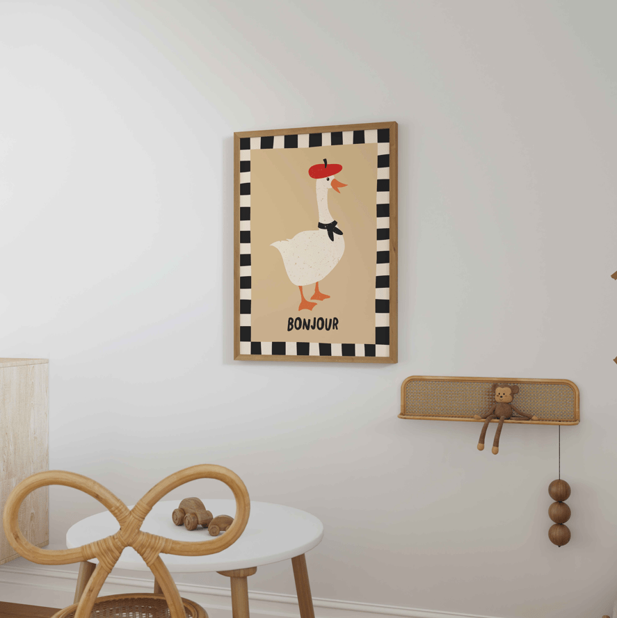 Bonjour Goose Art Print - Posterami