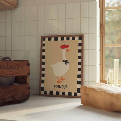 Bonjour Goose Art Print - Posterami