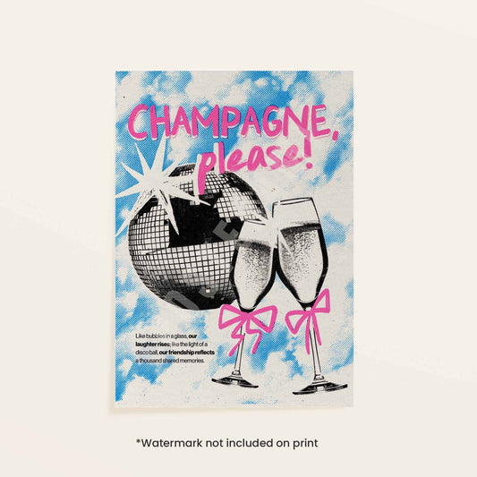 Champagne Please Art Print - Posterami