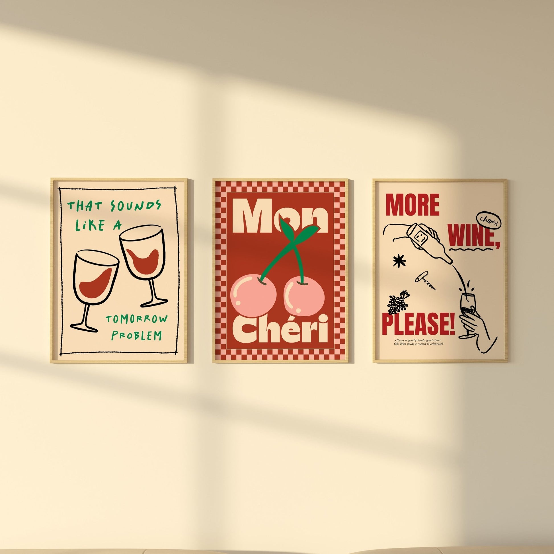Cherry Wine Print Set of 3 - Posterami