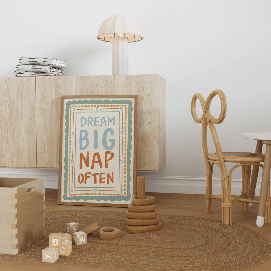 Dream Big Nap Often Art Print - Posterami