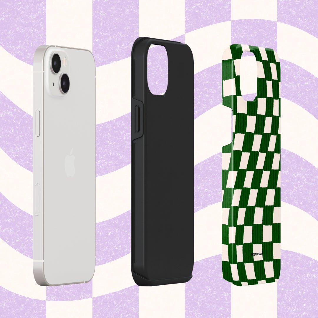 Green Checkers Tough Phone Case - Posterami