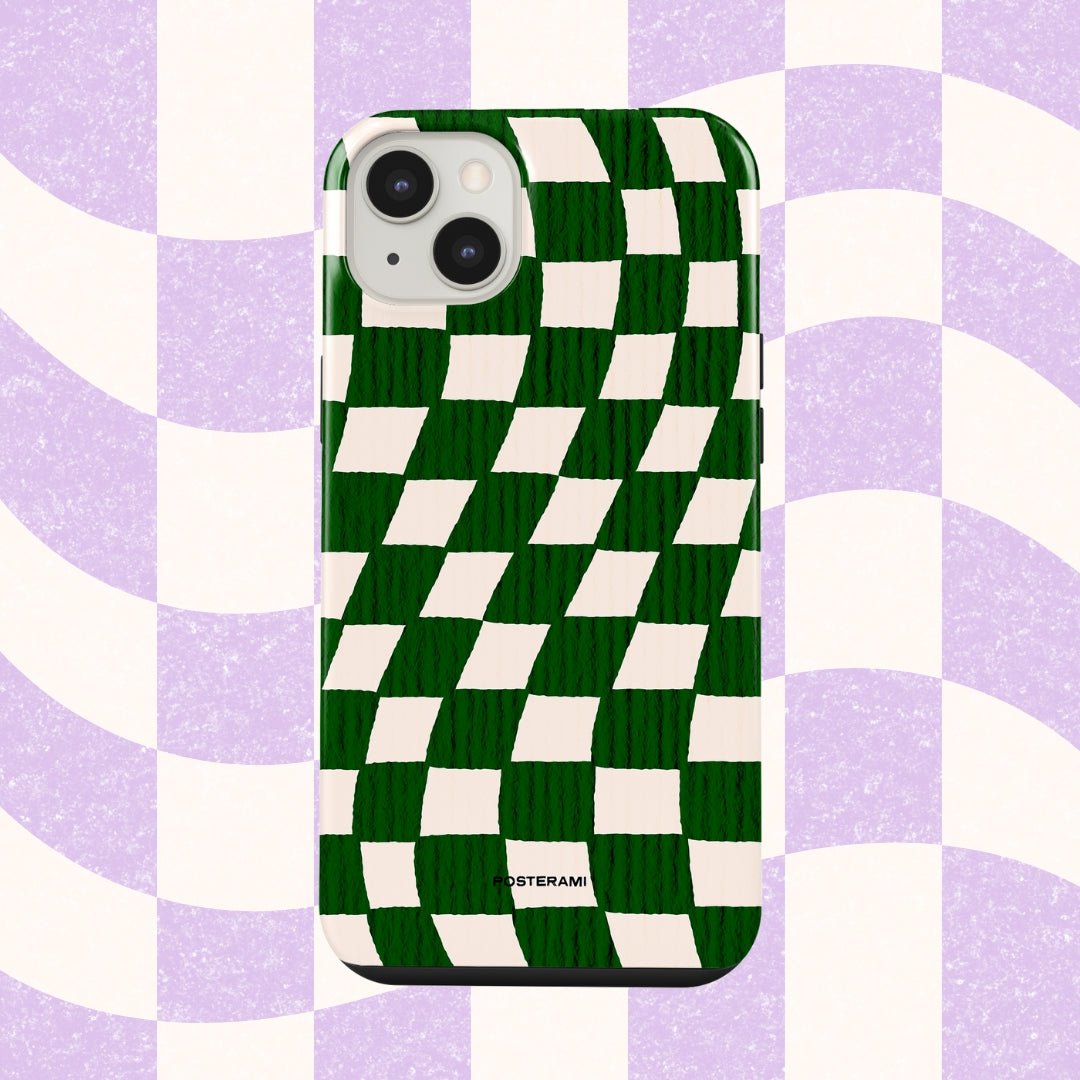 Green Checkers Tough Phone Case - Posterami