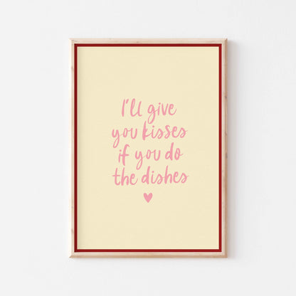 Kisses and Dishes Art Print - Posterami