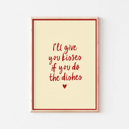 Kisses and Dishes Art Print - Posterami