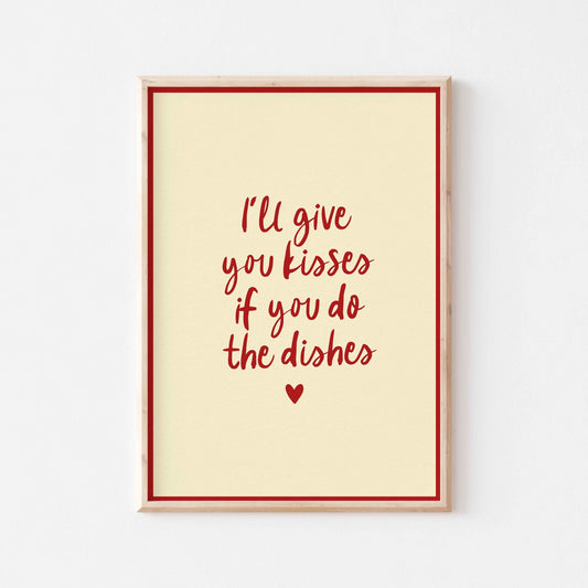 Kisses and Dishes Art Print - Posterami