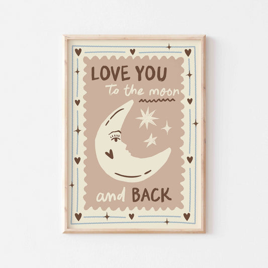 Love You To The Moon And Back Art Print - Posterami