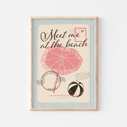 Meet Me At The Beach Art Print - Posterami