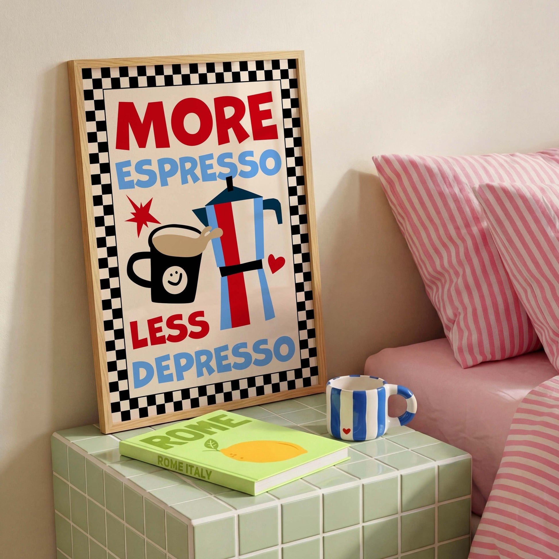 More Espresso Less Depresso Art Print - Posterami