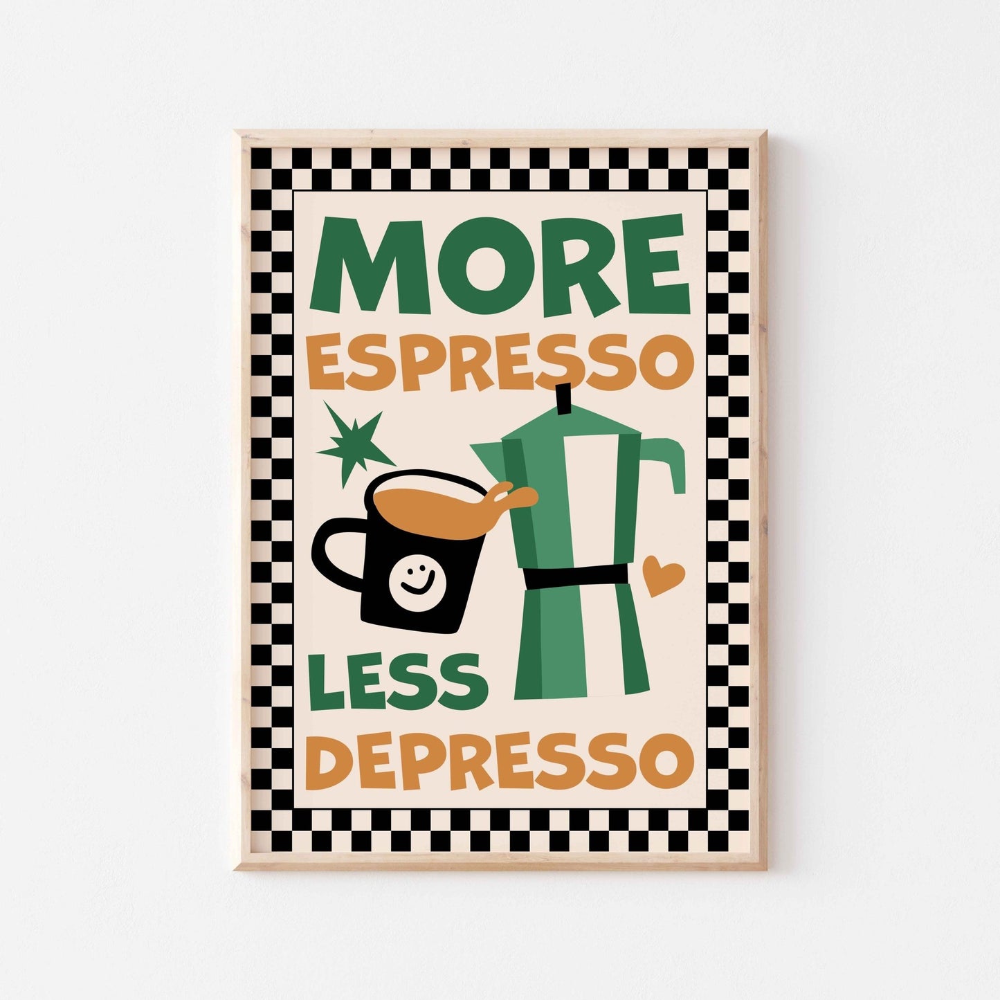 More Espresso Less Depresso Art Print - Posterami