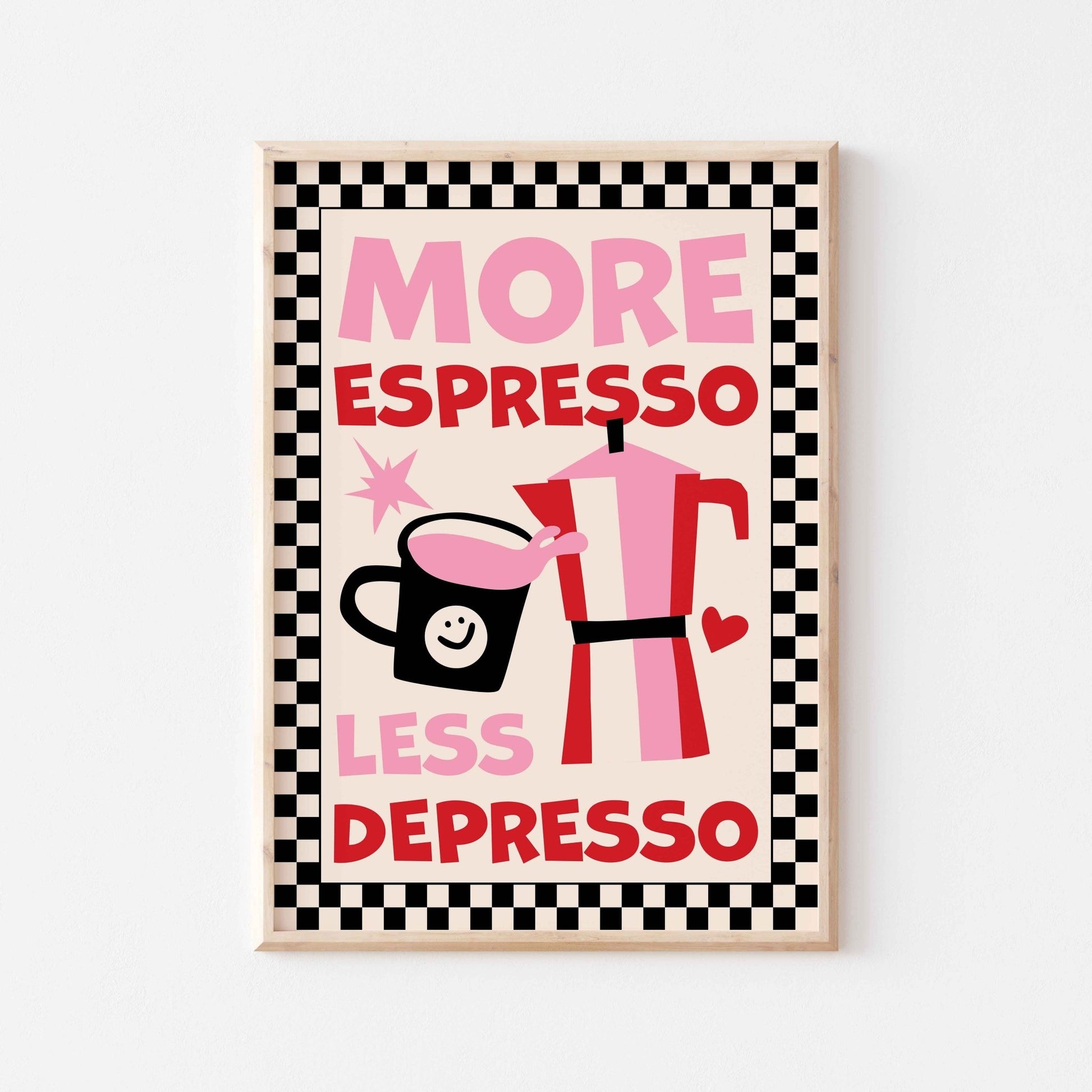 More Espresso Less Depresso Art Print - Posterami