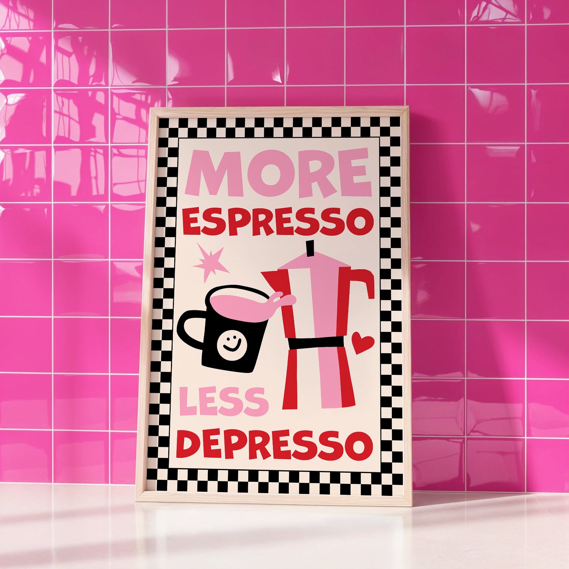 More Espresso Less Depresso Art Print - Posterami