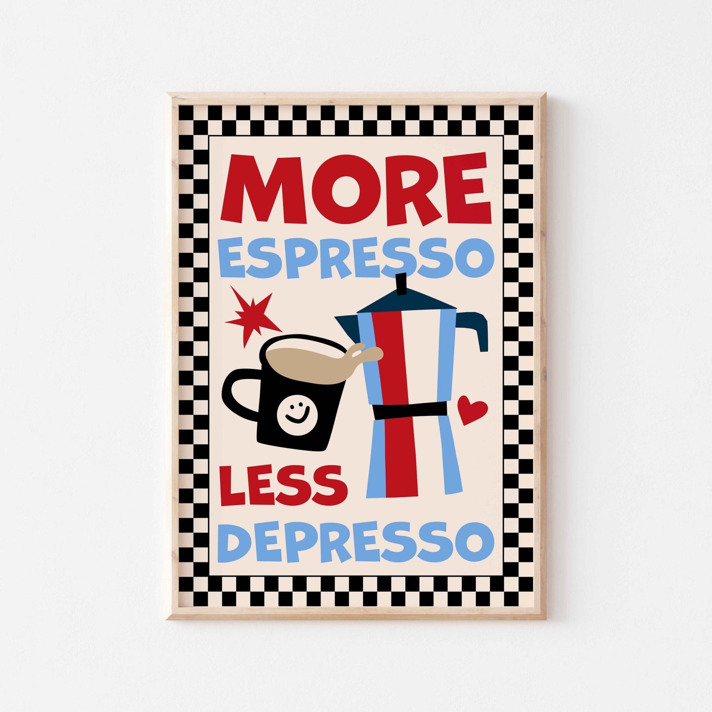 More Espresso Less Depresso Art Print - Posterami