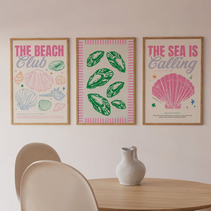 Pink Beach Print Set of 3 - Posterami