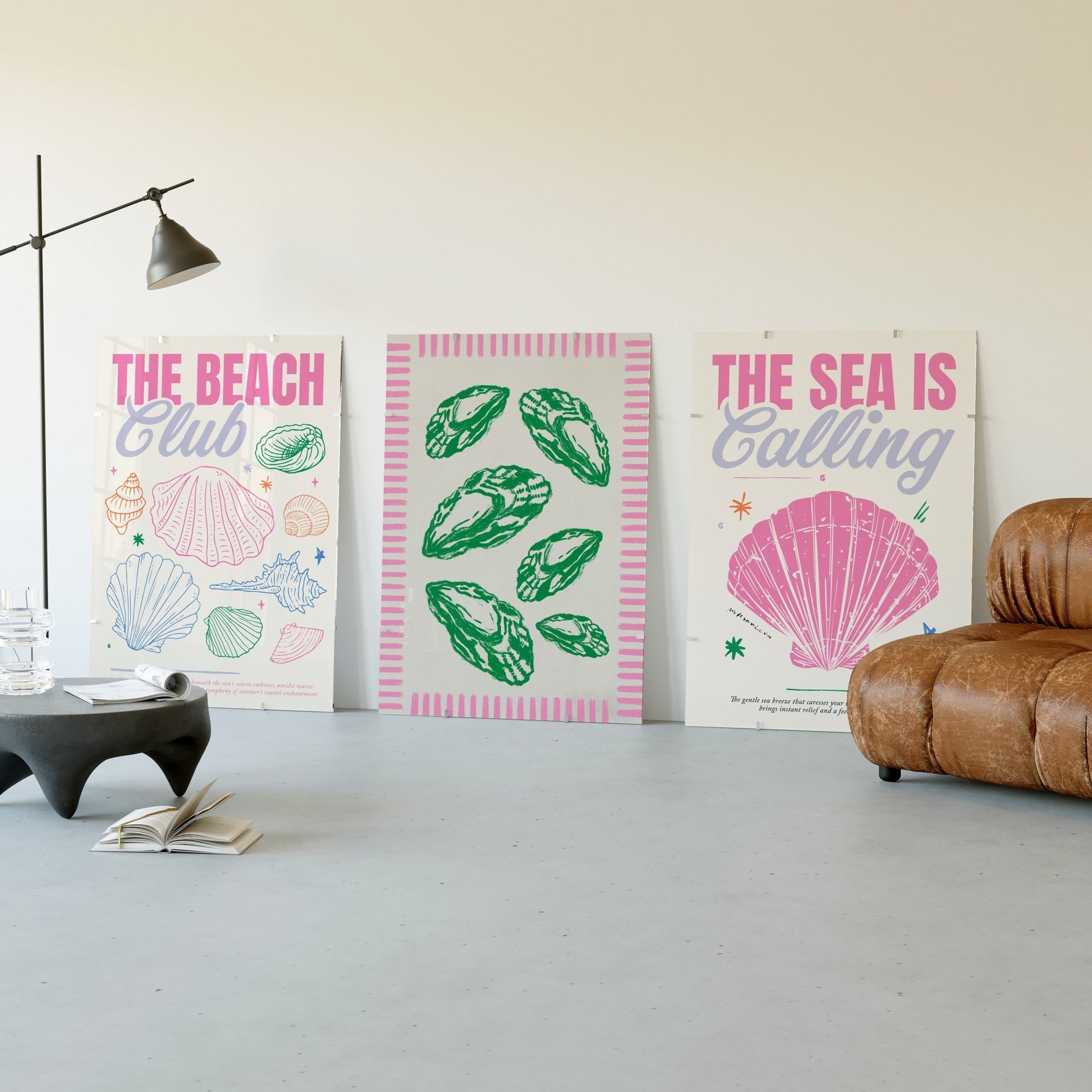 Pink Beach Print Set of 3 - Posterami