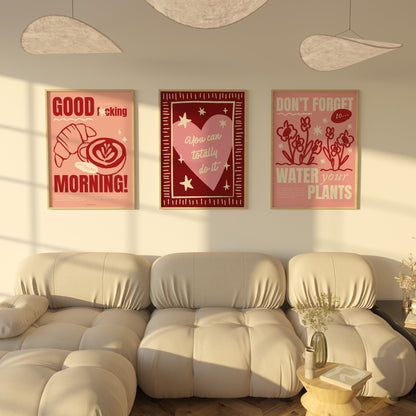 Pretty in Pink Print Set of 3 - Posterami