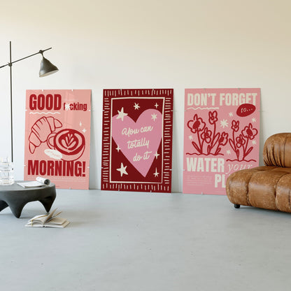 Pretty in Pink Print Set of 3 - Posterami
