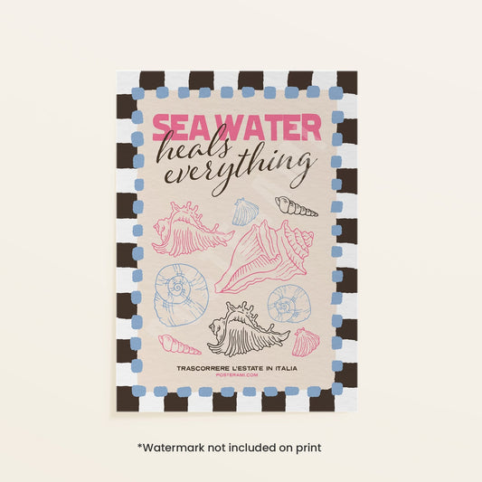 Sea Water Heals Art Print - Posterami