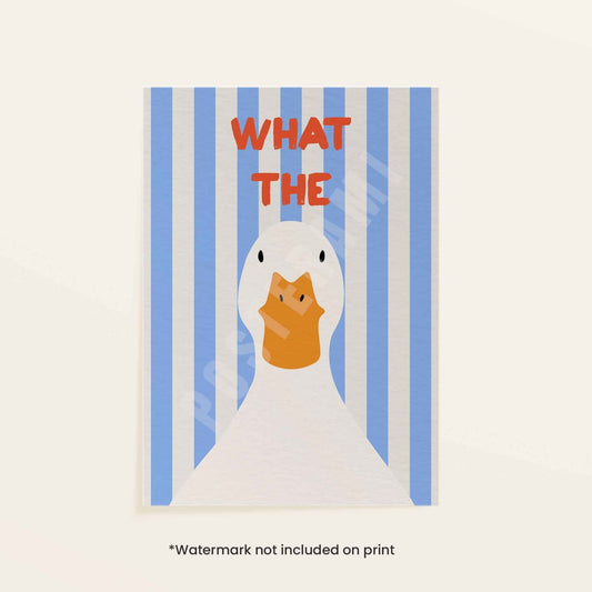 What The Duck Blue Striped Art Print - Posterami