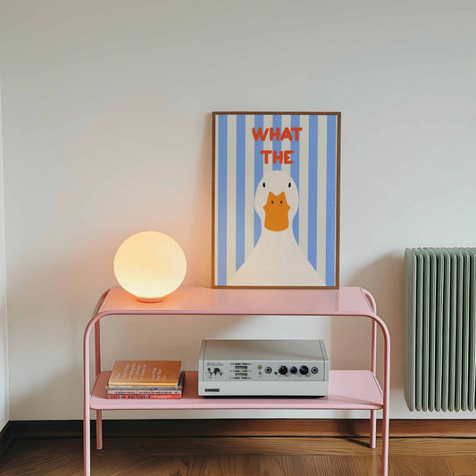 What The Duck Blue Striped Art Print - Posterami