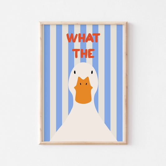 What The Duck Blue Striped Art Print - Posterami