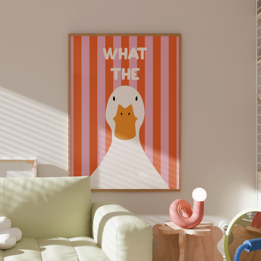 What The Duck Striped Art Print - Posterami