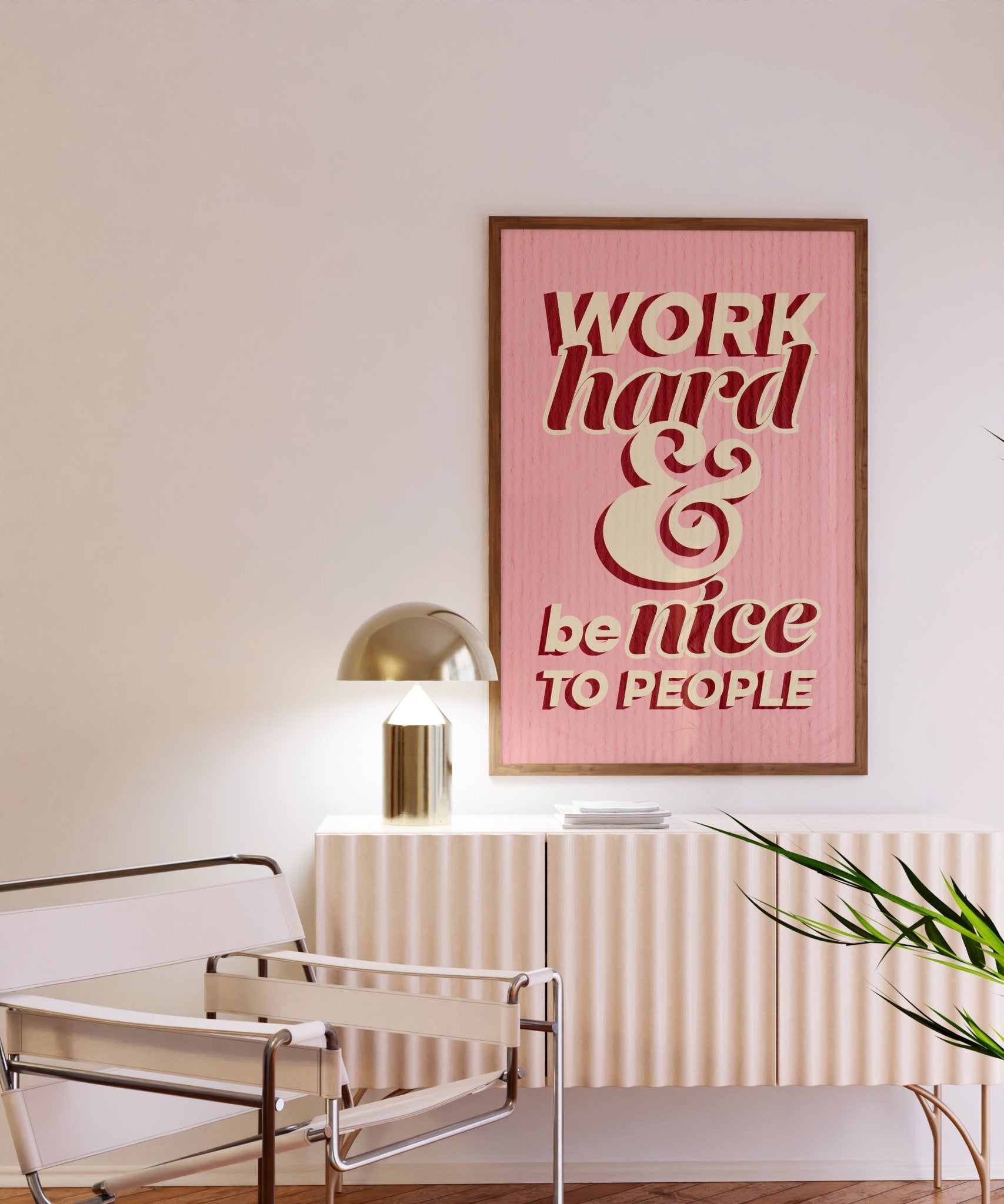 Work Hard And Be Nice To People Retro Art Print - Posterami