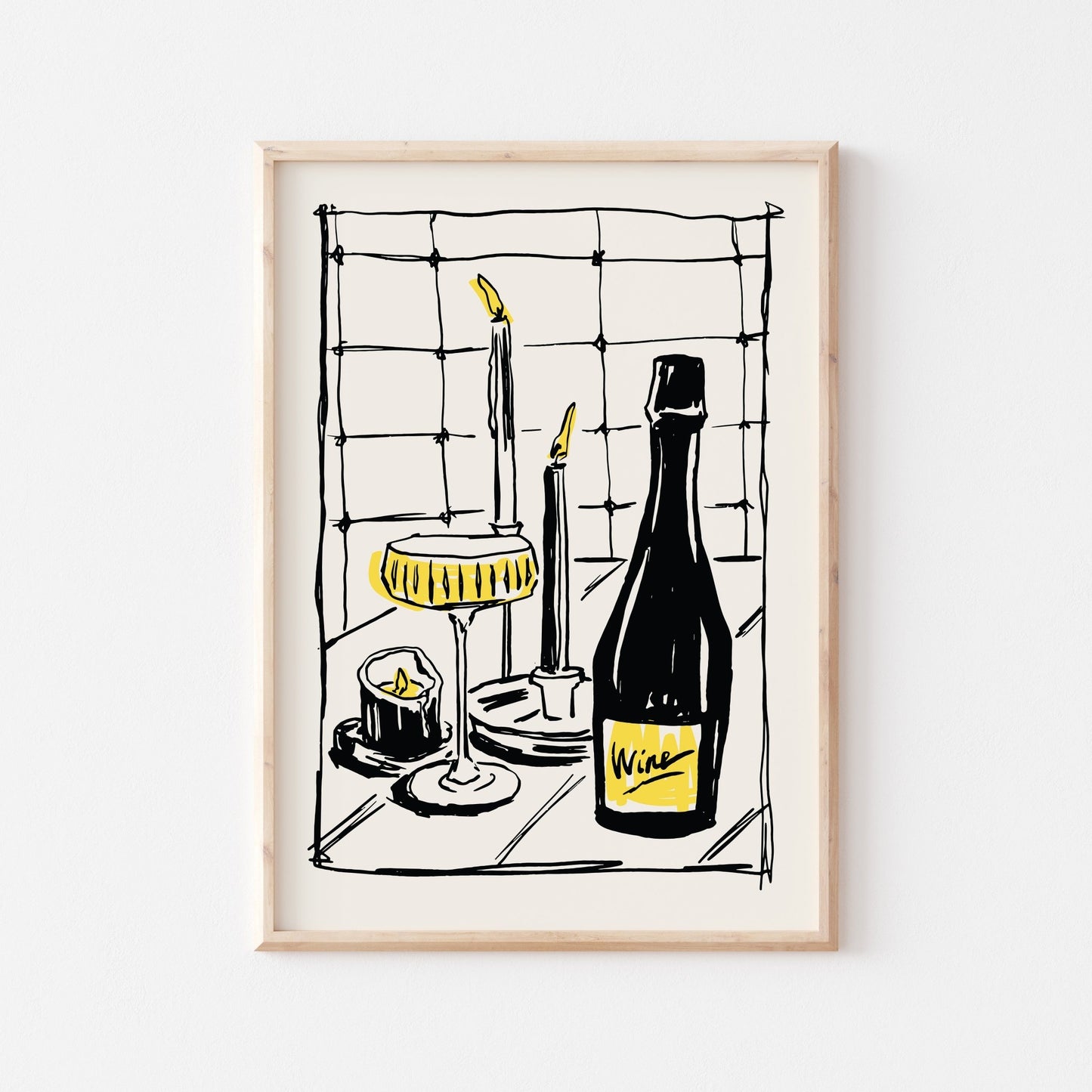 Wine And Candles Art Print - POSTERAMI